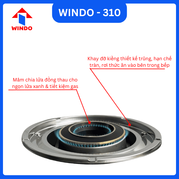 Bếp công nghiệp Windo - 310 cho ngọn lửa xanh và mạnh