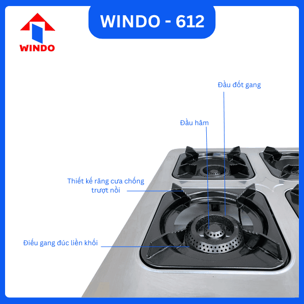 Bếp gas điếu gang 6 lò giá tốt