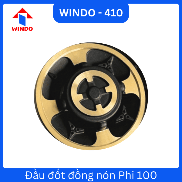 Bếp gas 4 lò Windo 410 đầu đốt đồng nón phi 100