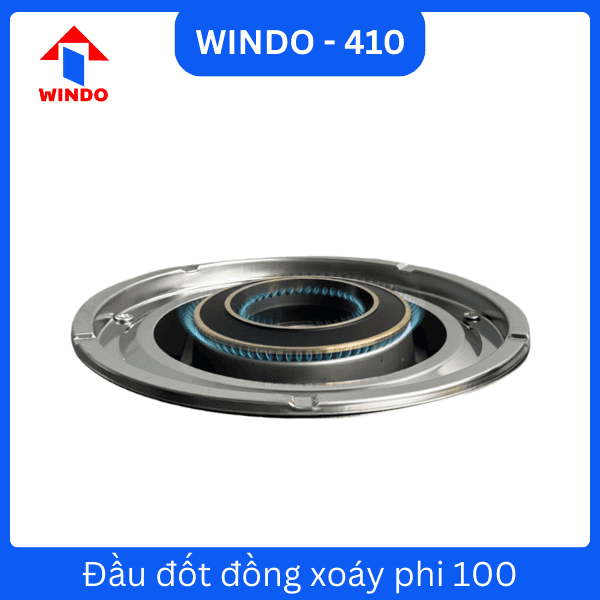 Bếp gas 4 lò Windo 410 đầu đốt đồng xoáy phi 100