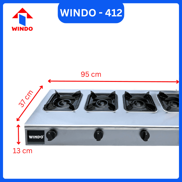 Kích thước bếp gas công nghiệp Windo - 412