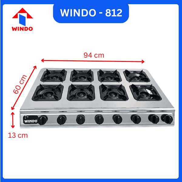 Kích thước bếp gas thấp áp Windo - 812