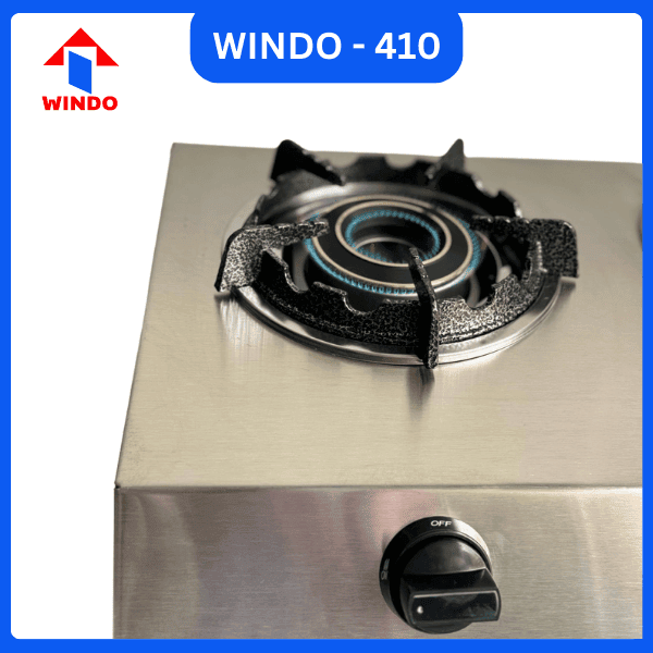 Thân bếp gas 4 lò dập nguyên khối inox không gỉ, dễ dàng vệ sinh