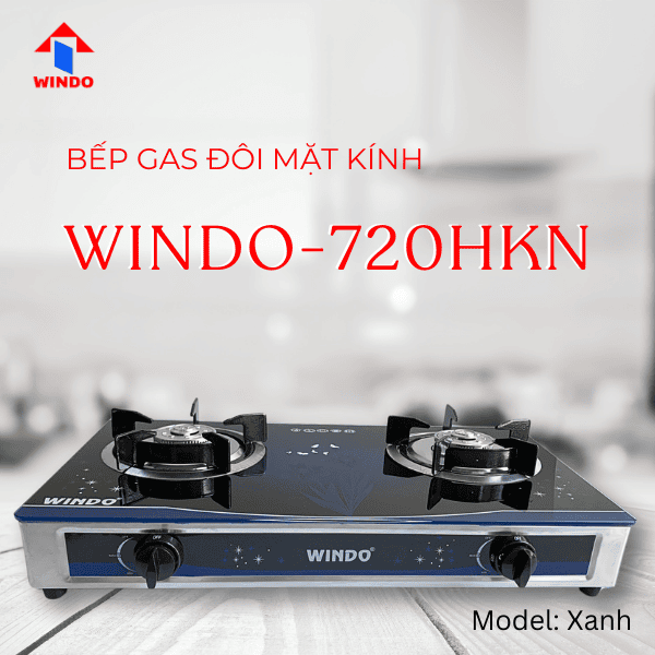 Bếp gas đôi mặt kính Windo - 720HKN xanh