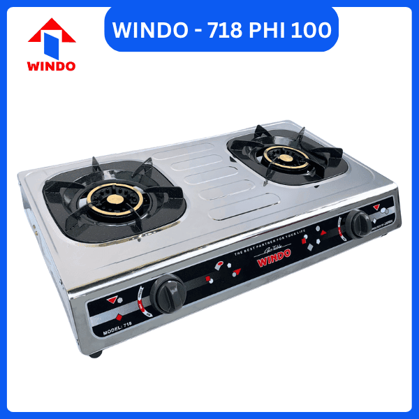 Bếp gas đôi mặt inox có đầu hâm