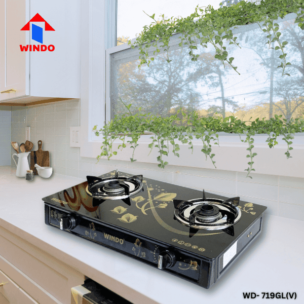 Bếp gas đôi mặt kính Windo - 179GL màu vàng