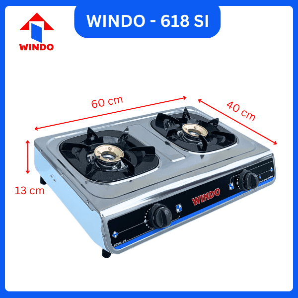 Kích thước bếp gas đôi Windo - 618 SI