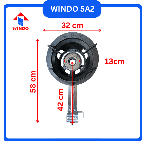 Kích thước bếp gas công nghiệp khè Windo 5A2