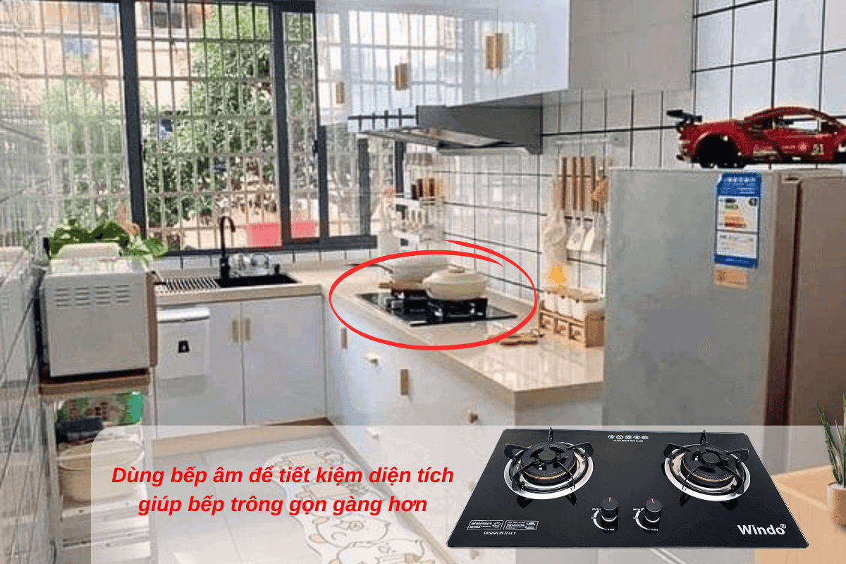 Bếp gas âm sang trọng và có trang bị tính năng an toàn