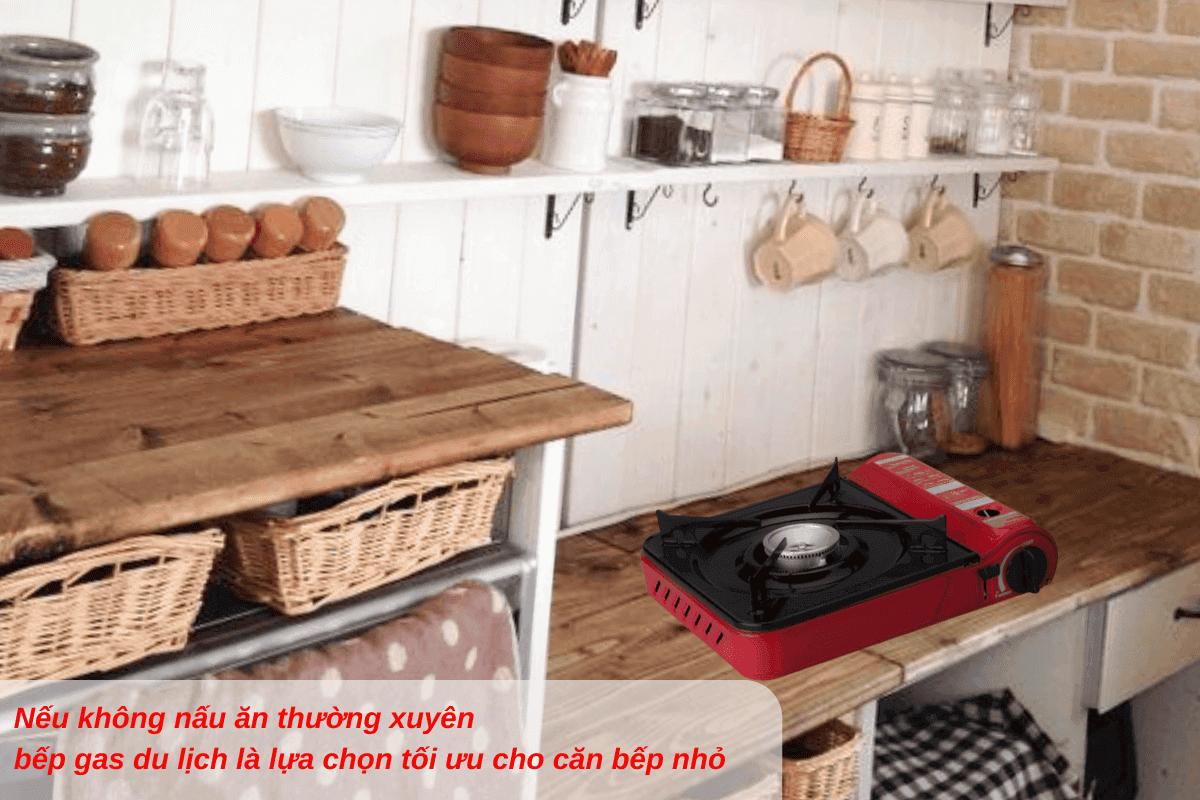 Bếp gas du lịch có thiết kế nhỏ gọn và không cần dùng dây gas