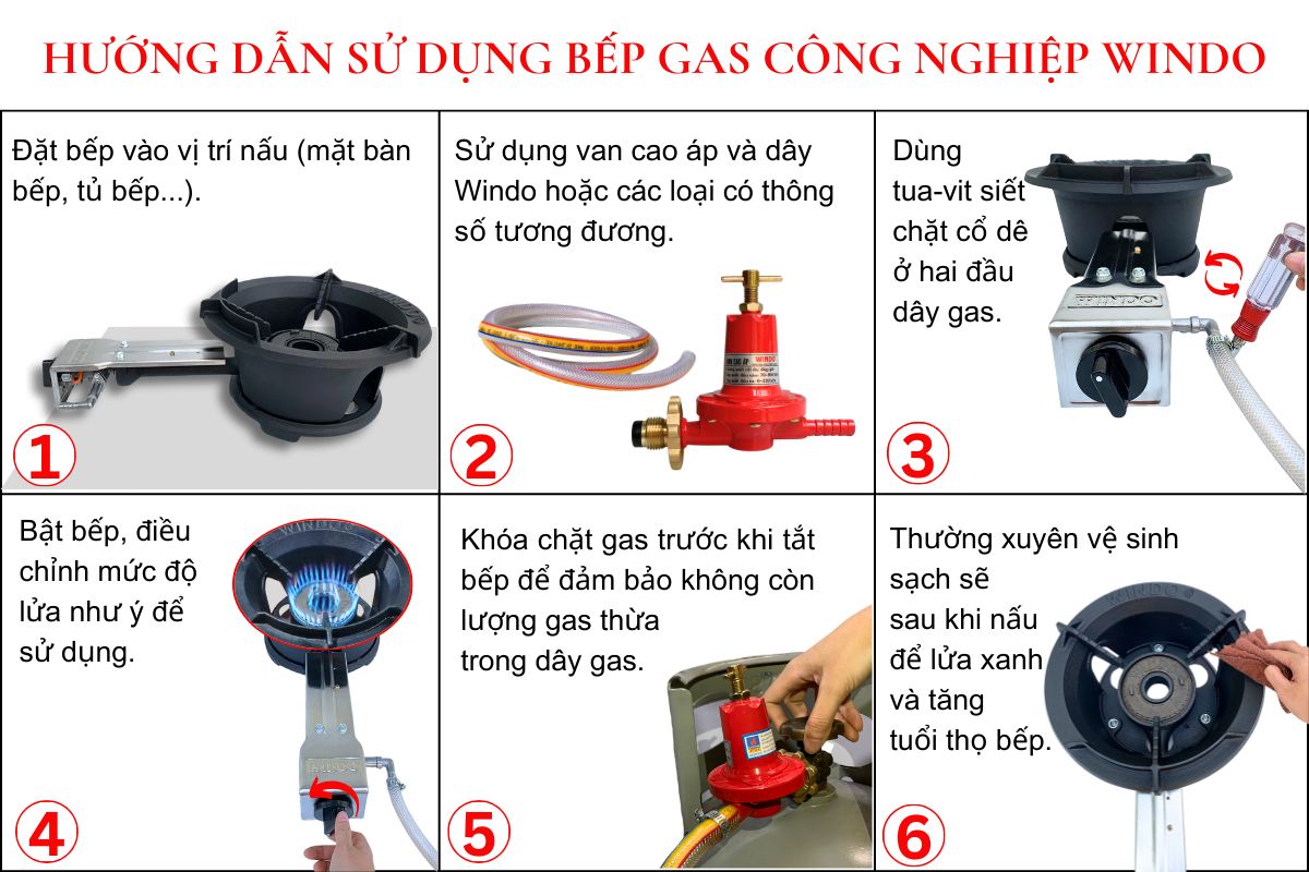 Hướng dẫn sử dụng bếp gas công nghiệp WINDO